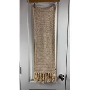 Gap Women's Cream Gold Metallic Sparkle Fringe Scarf Lambswool Blend 10 x 74